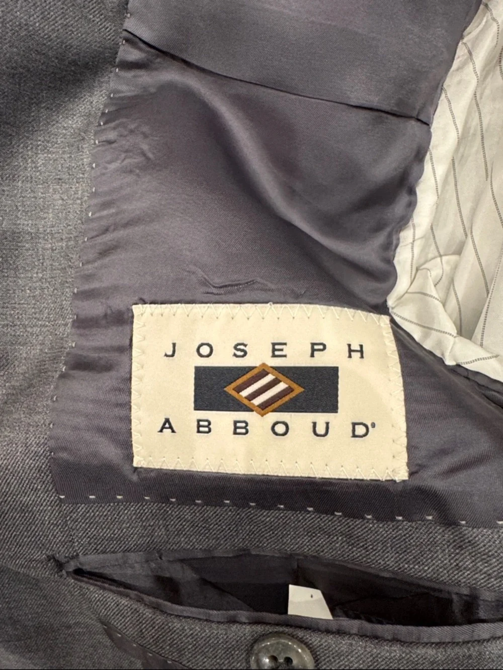 Joseph Abboud mens 38R gray solid 100% wool Zignone 2-button suit w/ trousers - Picture 5 of 8